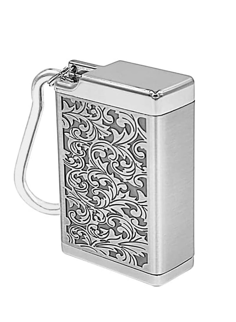 منفضة محمولة مع غطاء، منفضة جيب، سلسلة مفاتيح، مزيل العرق، حاوية رماد معدنية خفيفة الوزن مانعة للتسرب، سلة مهملات صغيرة للسفر في الهواء الطلق واستخدام التخييم (فضي) - Image 1